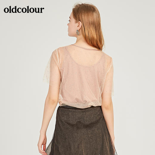 oldcolour欧珂网纱泡泡袖短袖T恤女夏季新款M23021311 商品图3