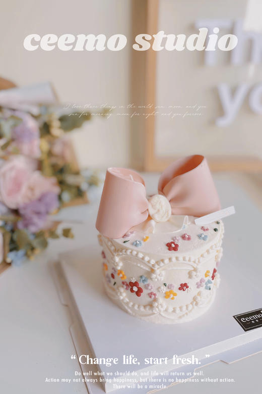 刺绣小花蝴蝶结蛋糕 商品图2