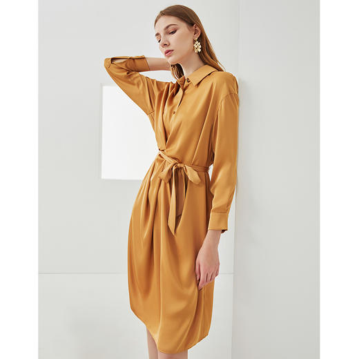 EITIE爱特爱新款时尚气质宽松收腰显瘦垂坠舒适衬衫连衣裙C2107810 商品图3