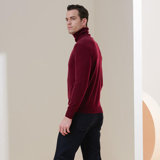 METTE羊绒世家2021年秋冬男士100%纯羊绒衫高领套头针织保暖毛衣 商品图6