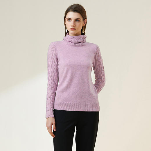 METTE羊绒世家2021年秋冬女100%羊绒衫时尚堆领镂空套头保暖毛衣 商品图1