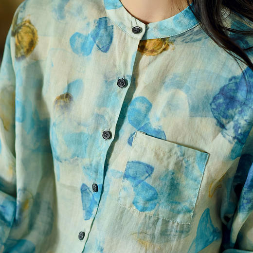 天然苎麻衬衫  小立领设计 宽松舒适 低调淡雅 气质百搭 商品图5