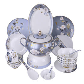 陶园梦暗香10人用46头骨瓷餐具