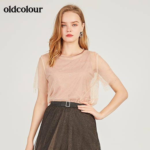 oldcolour欧珂网纱泡泡袖短袖T恤女夏季新款M23021311 商品图2