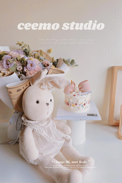 刺绣小花蝴蝶结蛋糕 商品图3