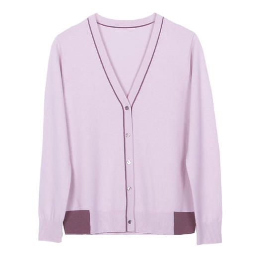 METTE羊绒世家2021秋冬新品女士100%山羊绒针织开衫V领撞色小外套 商品图14