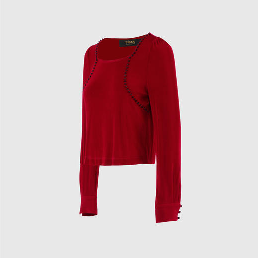 方领钉珠设计气质上衣 商品图1