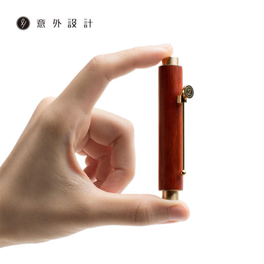 「配手提袋」可定制刻字【黄铜+实木/牛皮 小时光便携钢笔】德国进口笔尖 顺滑不刮纸，红花梨木/印尼黑檀木/牛皮 商品图3