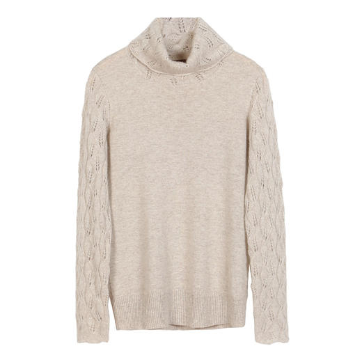 METTE羊绒世家2021年秋冬女100%羊绒衫时尚堆领镂空套头保暖毛衣 商品图13