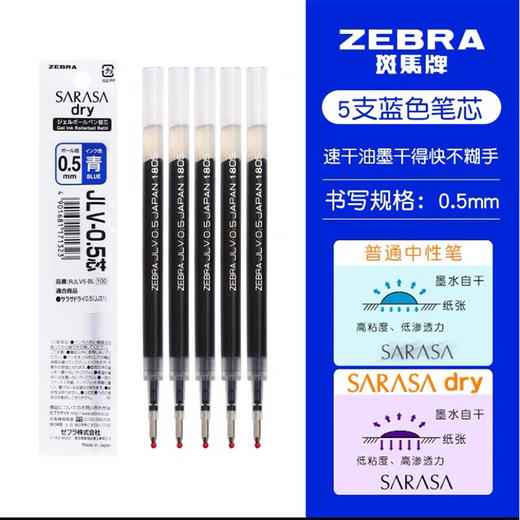 斑马RJLV5速干笔芯0.5黑 商品图1