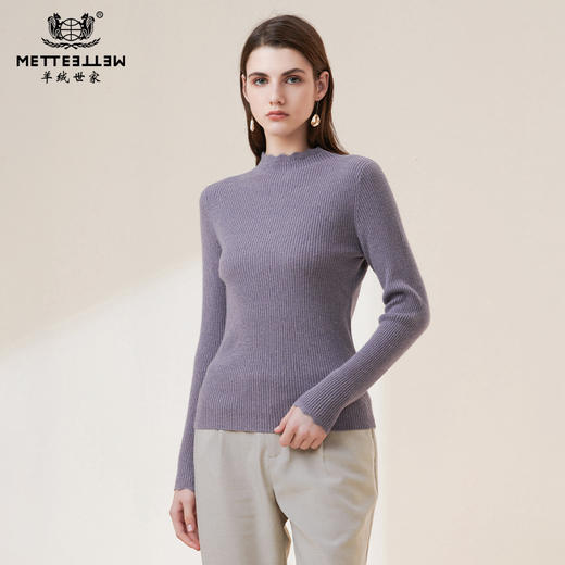 METTE羊绒世家秋冬女士新品100%纯羊绒衫时尚半高领修身显瘦毛衣 商品图0