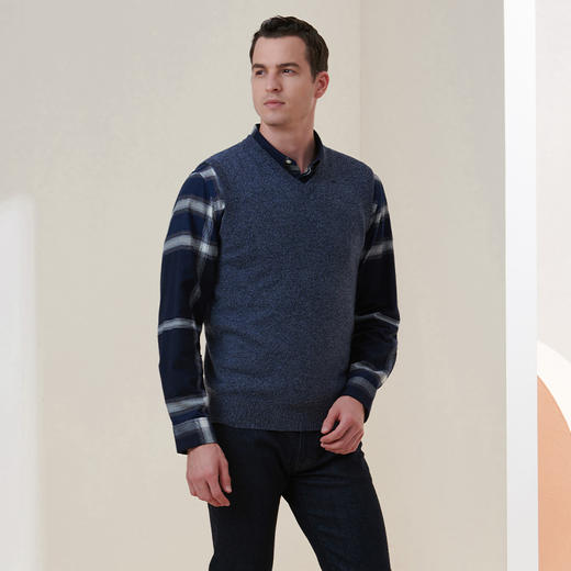 METTE羊绒世家2021年秋冬新品男士羊绒背心v领套头无袖针织毛衣 商品图1