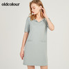 oldcolour欧珂Polo领直筒短袖连衣裙女中长款宽松M23101301 商品缩略图0