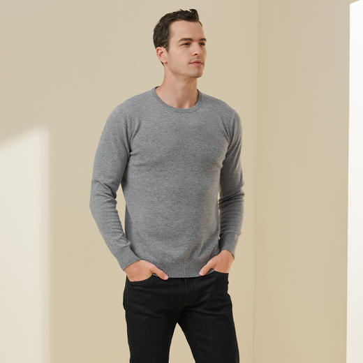 METTE羊绒世家2021年秋冬男士100%羊绒衫圆领打底毛衣保暖针织衫 商品图1