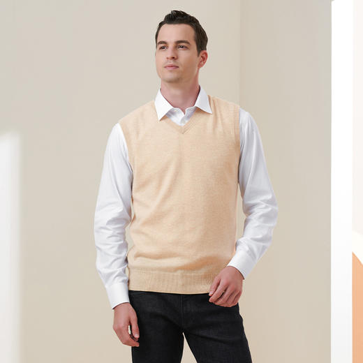 METTE羊绒世家2021年秋冬新品男士羊绒背心v领套头无袖针织毛衣 商品图3
