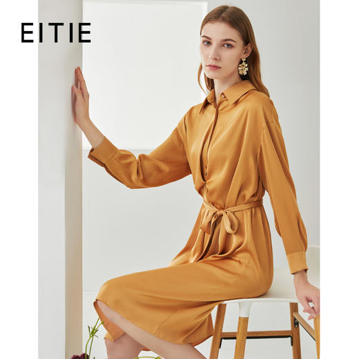 EITIE爱特爱新款时尚气质宽松收腰显瘦垂坠舒适衬衫连衣裙C2107810 商品图0