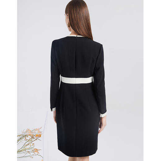 EITIE爱特爱秋季新款气质通勤时尚百搭撞色收腰显瘦连衣裙女6007733 商品图4