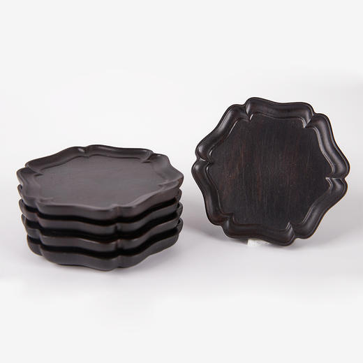 六角花边盘形杯垫° 酸枝&紫光檀8*8.5cm 商品图4