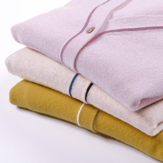 METTE羊绒世家2021秋冬新品女士100%山羊绒针织开衫V领撞色小外套 商品图6