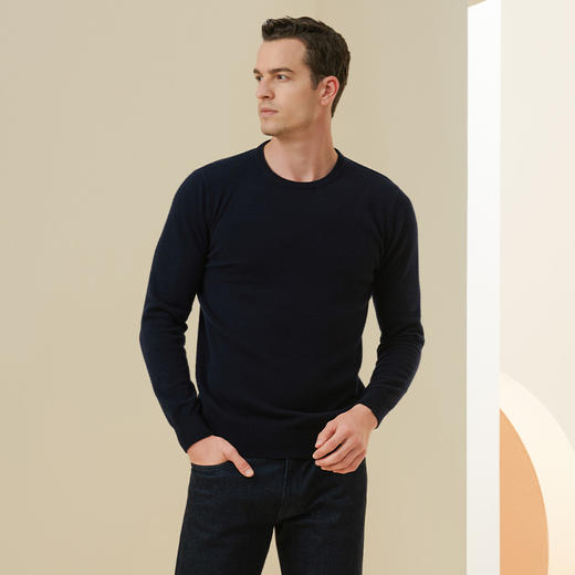 METTE羊绒世家2021年秋冬男士100%羊绒衫圆领打底毛衣保暖针织衫 商品图5