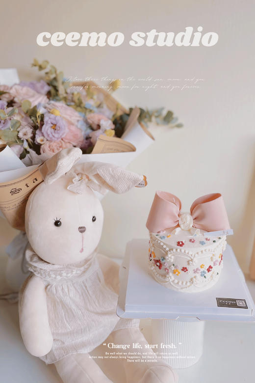 刺绣小花蝴蝶结蛋糕 商品图1