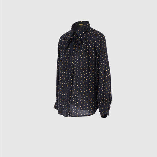 小翻领抽褶设计感上衣（附领带） 商品图1