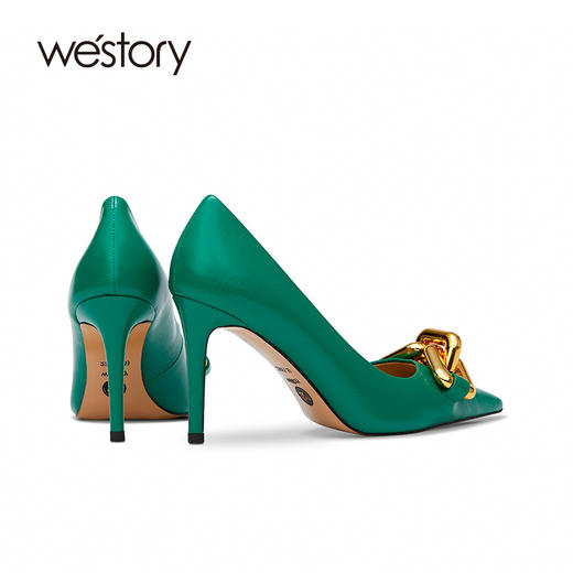westory女鞋2021秋季新款漆皮尖头浅口高跟鞋细跟宴会W21CE70841 商品图2