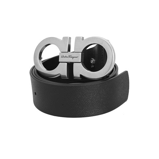 Salvatore Ferragamo 菲拉格慕 4.5cm宽做旧银扣黑色男士腰带 99180 商品图1