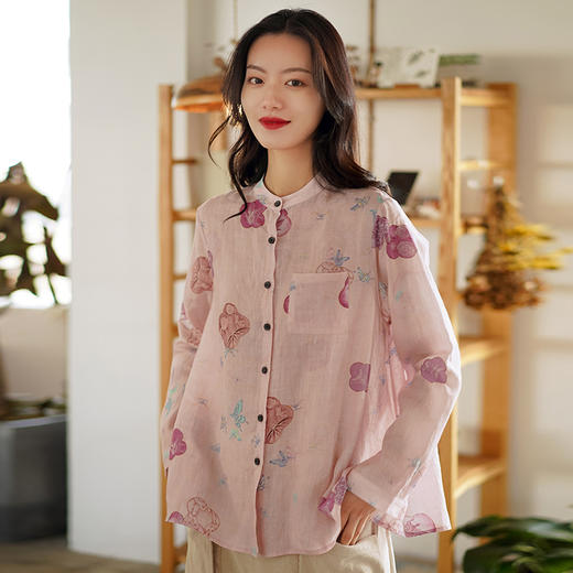 天然苎麻衬衫  小立领设计 宽松舒适 低调淡雅 气质百搭 商品图6