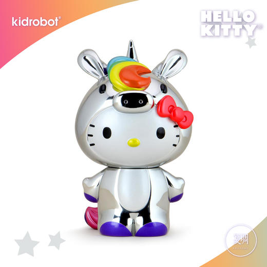 现货 Kidrobot 凯蒂猫 Hello Kitty Unicorn 8" Figure Electroplated 金属限定色版 潮流玩具 摆件 可爱 商品图1