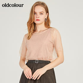 oldcolour欧珂网纱泡泡袖短袖T恤女夏季新款M23021311