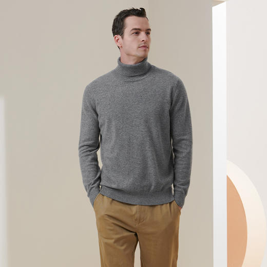METTE羊绒世家2021年秋冬男士100%纯羊绒衫高领套头针织保暖毛衣 商品图2