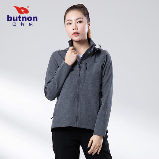 9616巴特侬运动风衣女运动夹克拉链防水女休闲外套可拆帽上衣 商品图4