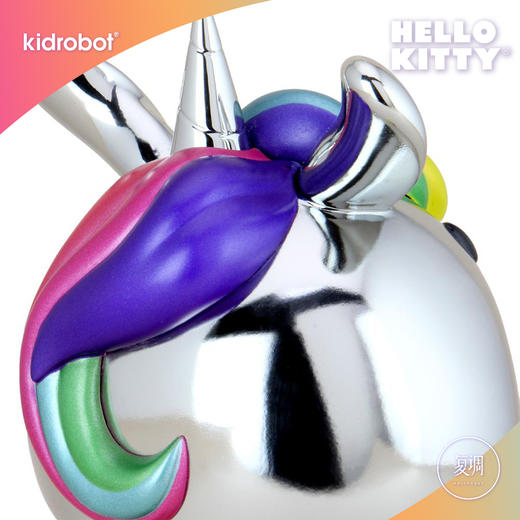 现货 Kidrobot 凯蒂猫 Hello Kitty Unicorn 8" Figure Electroplated 金属限定色版 潮流玩具 摆件 可爱 商品图5