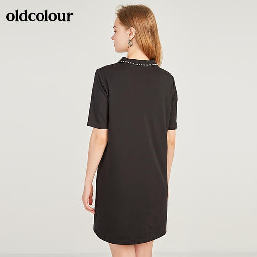 oldcolour欧珂Polo领直筒短袖连衣裙女中长款宽松M23101301 商品图1