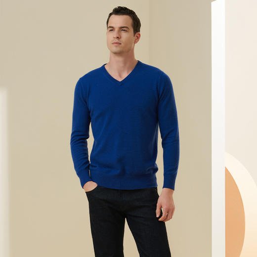 METTE羊绒世家2021年秋冬男士100%羊绒衫V领长袖针织内搭保暖毛衣 商品图1