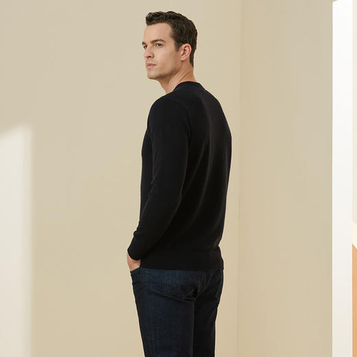 METTE羊绒世家2021年秋冬男士100%羊绒衫V领长袖针织内搭保暖毛衣 商品图6