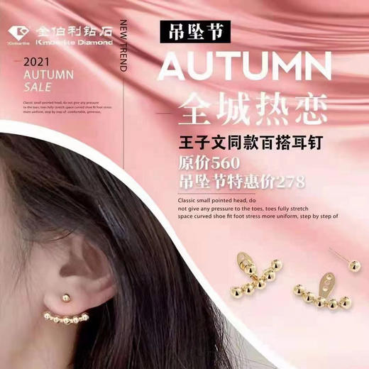 【仙女の首饰盒】全城热恋王子文同款百搭18k金耳钉（接受预定）原价560元，现价278元 商品图1