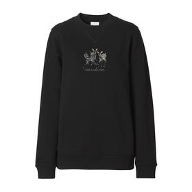 BURBERRY 巴宝莉 女士 鹿图案刺绣棉质宽松运动衫 黑色 8042883 A1189