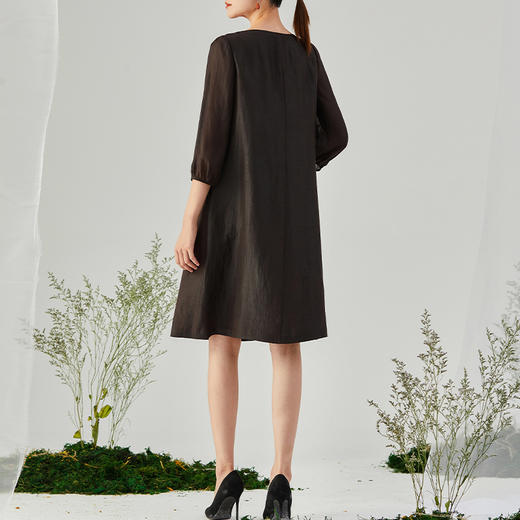 TANGY Collection/天意精品2021年秋季新品真丝印染莨绸拼撞连衣裙 商品图2