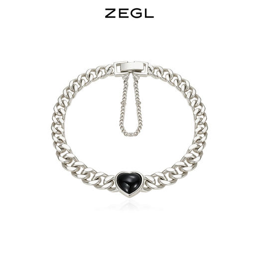 ZEGL黑玛瑙爱心古巴手链女夏ins嘻哈潮酷复古小众设计手饰配饰品 商品图1