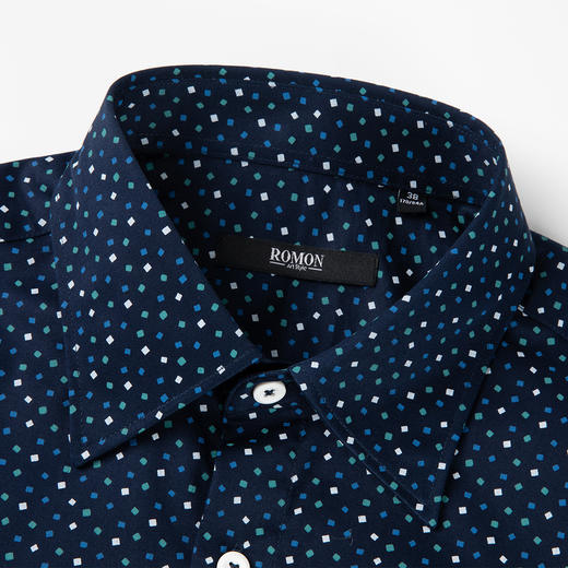 【100棉】罗蒙衬衫男长袖春秋装休闲印花纯棉衬衣 商品图8
