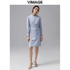 VIMAGE纬漫纪秋季新品通勤简约长袖立领H裙连衣裙VC2107224 商品缩略图1