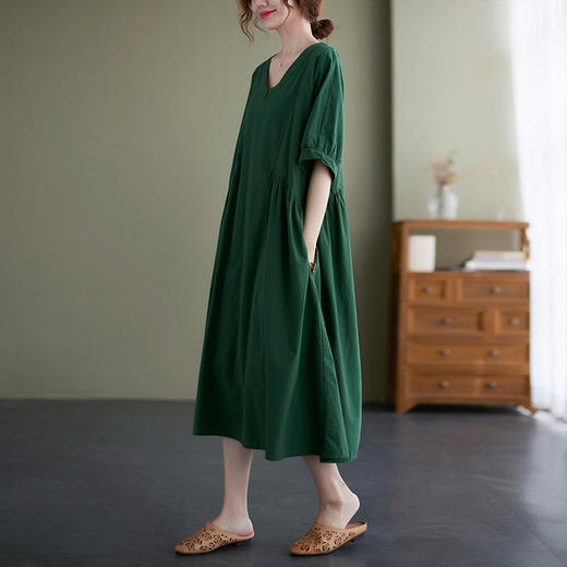 GYH  6093棉麻宽松遮肚气质连衣裙 商品图1