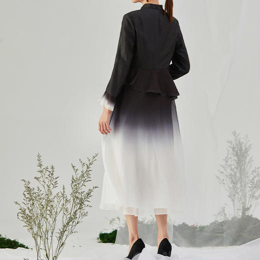 TANGY Collection/天意精品2021年秋季新品吊染拼撞刺绣莨绸连衣裙 商品图2