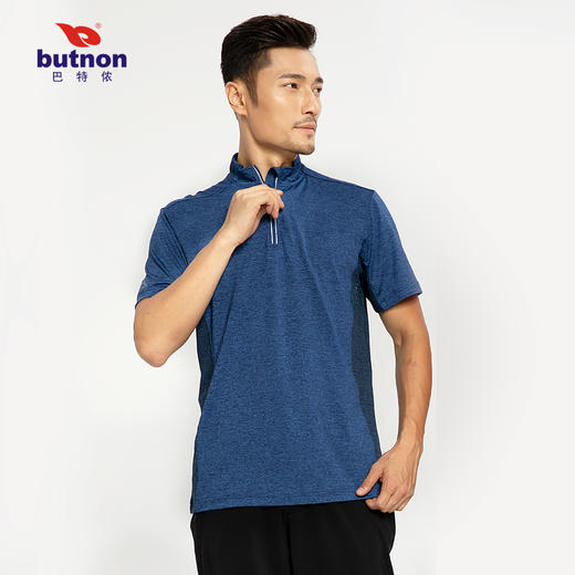 9115巴特侬 butnon 夏季新品运动t恤男短袖立领拉链针织体恤速干排汗跑步训练运动服 商品图0