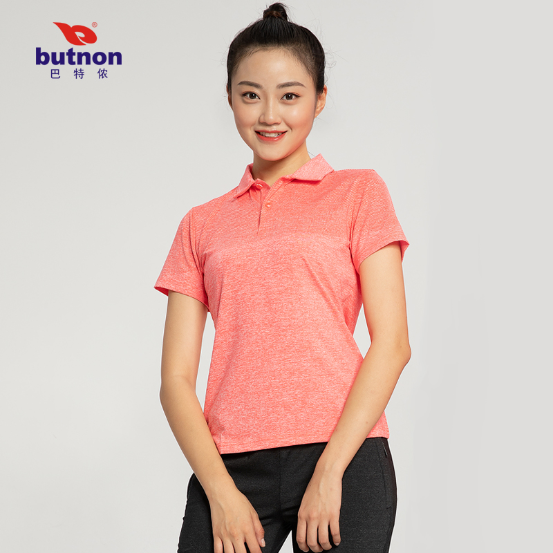 特9106巴特侬 butnon 新品女子运动t恤速干短袖有领翻领polo衫针织体恤时尚休闲运动服