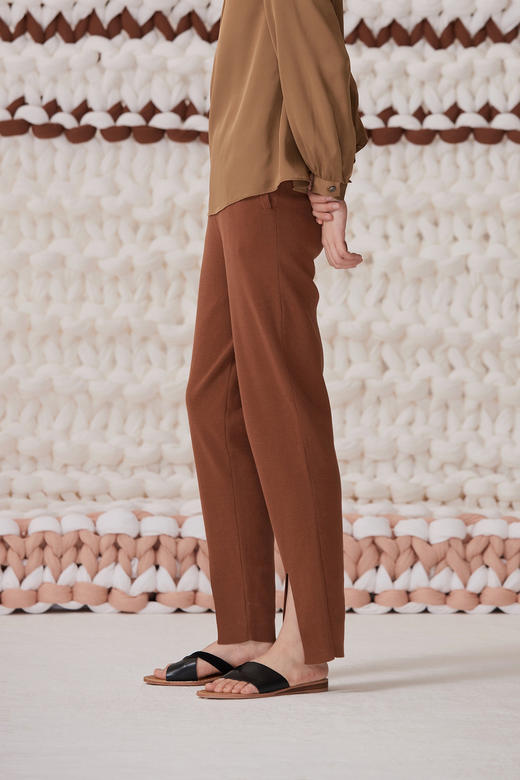  春夏 开叉直筒针织女裤 SJS93K019N 商品图2