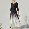 TANGY Collection/天意精品2021年秋季新品真丝吊染拼撞莨绸连衣裙 商品缩略图1