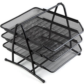 齐心文件盘B2163 耐用铁网 三层